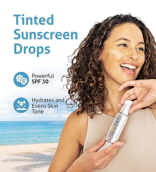 Tinted Sunscreen for Face, 3-in-1 Moisturizer with SPF 30, Face Sunscreen Protection, Tinted Drops to Match Fair to Light Skin Tones, 2 fl oz