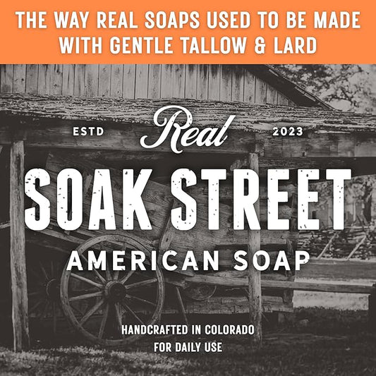 Real American Soap with Goat Milk, Lavender & Lemongrass (3 Pack) – Long-Lasting, Moisturizing Natural Bar Soap with Grass Fed-Tallow, Gentle Conditioning Lard, & Coconut Oil – Daily Use