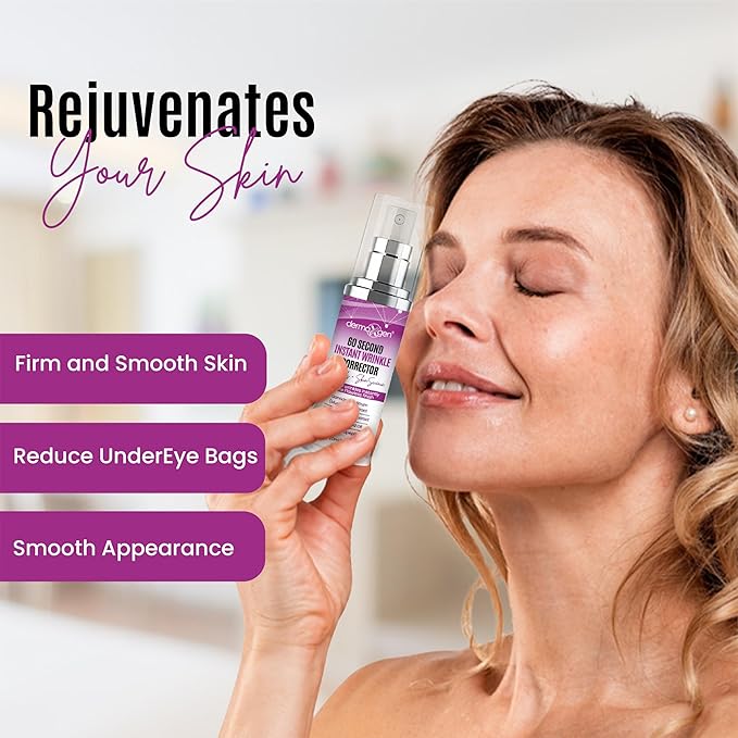 60 Second Instant Wrinkle Corrector Pure Organic + Peptide Complex, Amazing Results For All Skin Types 0.7 Fl Oz / 20 Ml