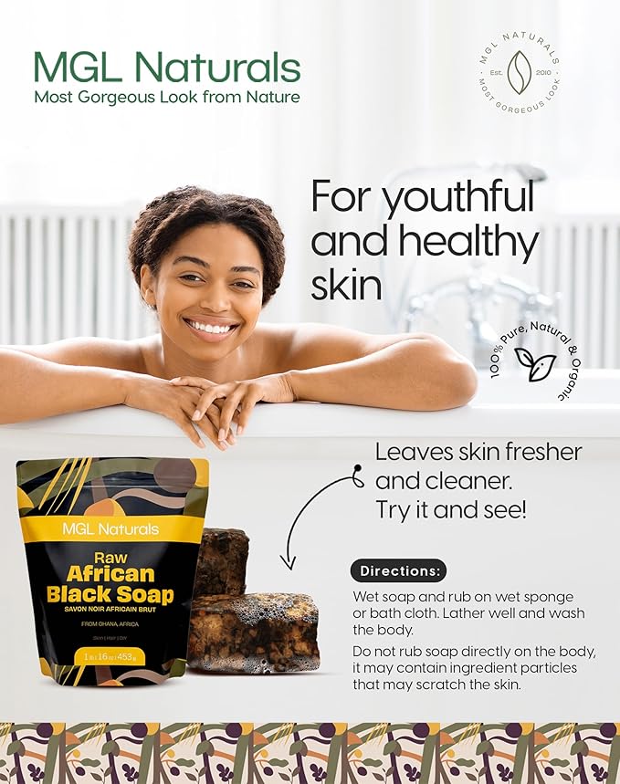 Raw African Black Soap, 1 lb.