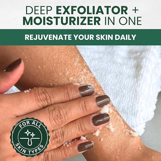 Tea Tree Oil Body & Foot Scrub, Himalayan Salt Exfoliating Scrub, with Stem Cells, Collagen & Shea Butter, Lavender Scent, Moisturizes, Removes Dead Skin, Rough Patches & Impurities.