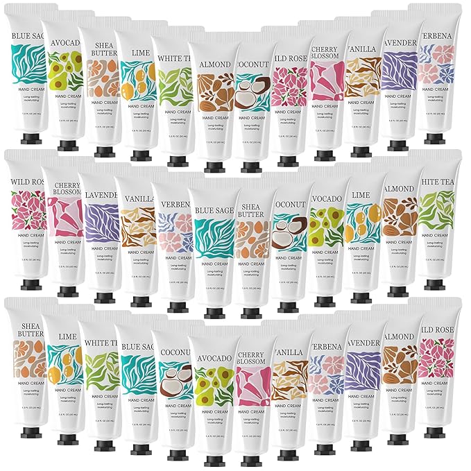 BODY & EARTH # LOVE 36 Pack Natural Plant Fragrance Moisturizing Hand Cream for Dry Hands, Mini Hand Lotion with Shea Butter Travel Size Hand Cream Gift Set for Women Birthday Gifts, Bridesmaid Gifts