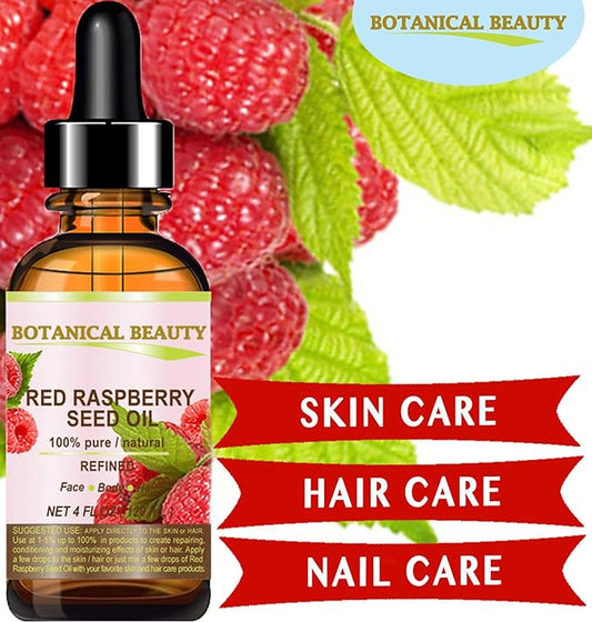 Red Raspberry Seed Oil. 100% Pure/Natural/Undiluted/Refined Cold Pressed Carrier Oil. 0.5 Fl.oz.-15 ml. For Skin, Hair, Lip And Nail Care. by Botanical Beauty.
