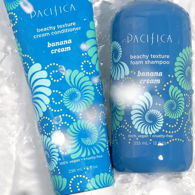 Pacifica Banana Cream Beachy Texture Conditioner – Texturizing Hair Treatment for Natural Beachy Waves, Hydrates & Adds Tousled Body, for All Hair Types Clean Beauty Vegan & Cruelty-Free, 8 Fl Oz