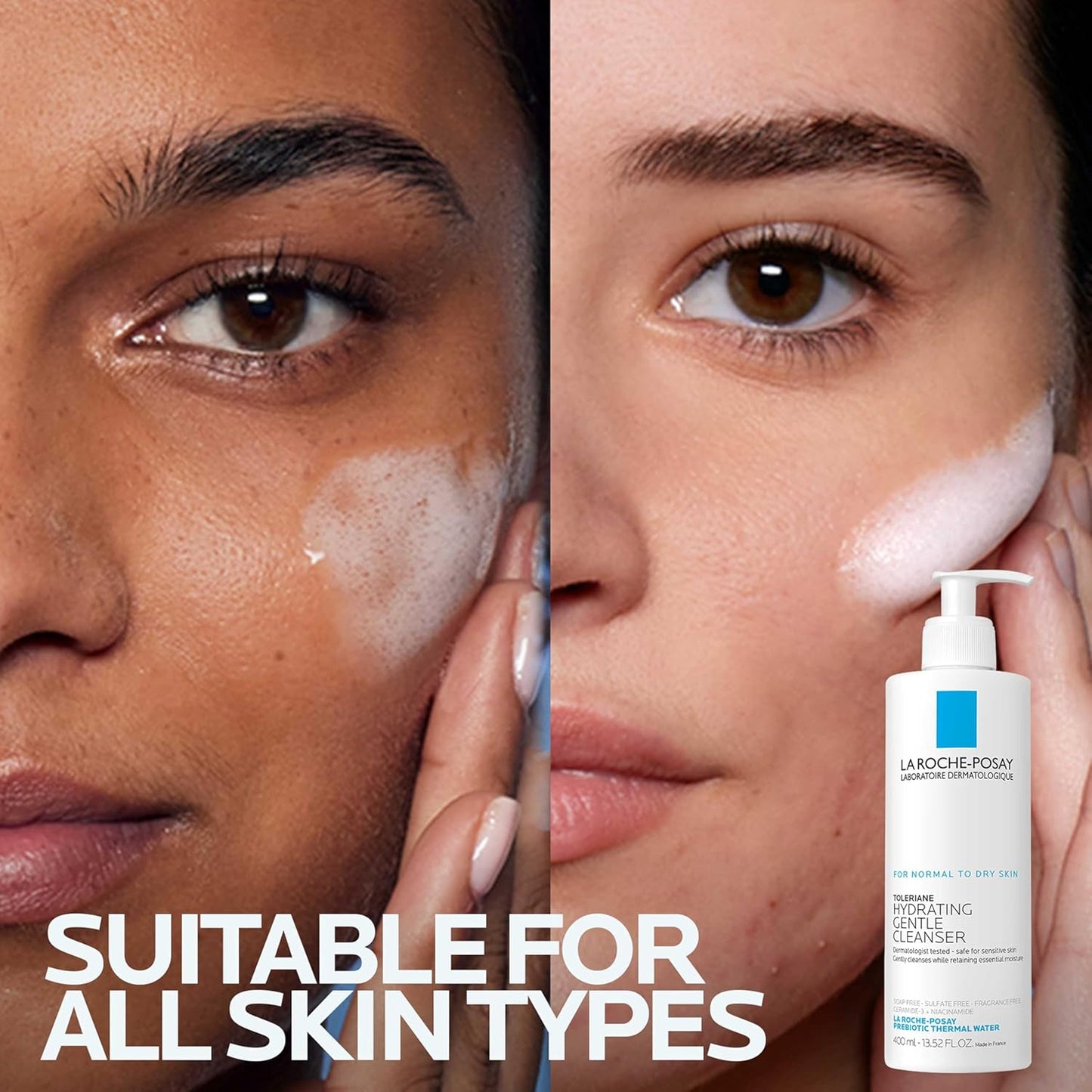 La Roche-Posay Toleriane Hydrating Gentle Face Cleanser – Daily Cream Cleanser with Niacinamide & Ceramides for Dry to Normal, Sensitive Skin