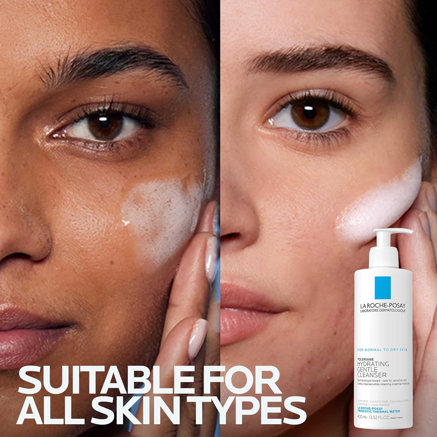 La Roche-Posay Toleriane Hydrating Gentle Face Cleanser – Daily Cream Cleanser with Niacinamide & Ceramides for Dry to Normal, Sensitive Skin