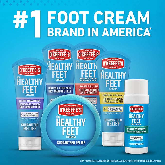 O'Keeffe's for Healthy Feet Night Treatment Foot Cream - 7 oz Tube (2 Pack) - Overnight Relief for Extremely Cracked, Dry Feet, Repairing Skincare, Instantly Boosts and Retains Moisture Levels