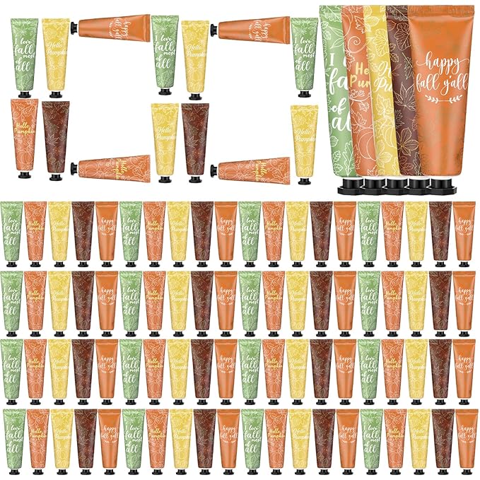 100 Pcs Fall Hand Cream Bulk, Mini Pumpkin Lotion, 30ml Natural Botanical Fragrance Fall Lotion for Chapped Hands, Thanksgiving Favors, Employee Gifts, Baby Shower, Travel, Work, Team, Staff
