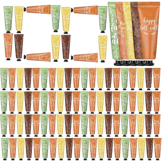 100 Pcs Fall Hand Cream Bulk, Mini Pumpkin Lotion, 30ml Natural Botanical Fragrance Fall Lotion for Chapped Hands, Thanksgiving Favors, Employee Gifts, Baby Shower, Travel, Work, Team, Staff