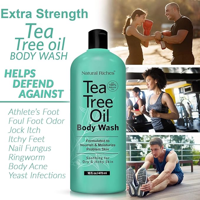 Natural Riches Tea Tree Body Wash for Men & Women,16 fl oz – Full Body Cleanser with Natural Oils, Deodorizing & Soothing Formula for All Skin Types