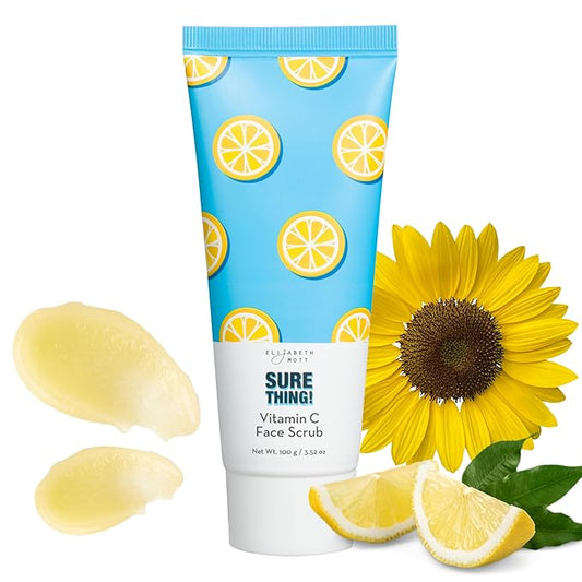 Elizabeth Mott Sure Thing Vitamin C Face Scrub – Heat Activated Exfoliating Facial Cleanser for Deep Pore Cleansing & Smoother Skin – Gentle Brightening Scrub, Vegan & Cruelty-Free Skincare, 3.52 oz
