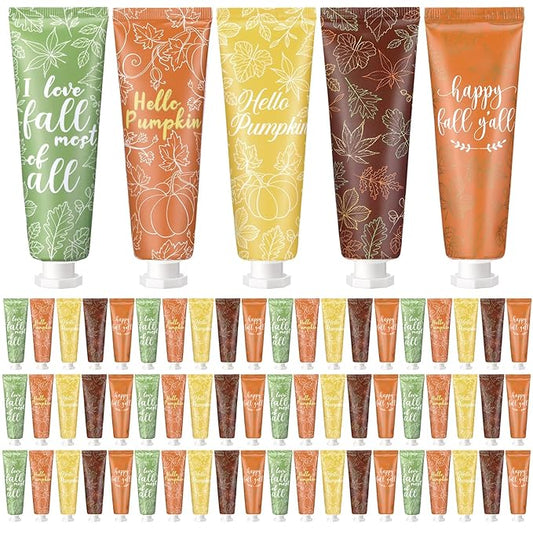 60 Pcs Fall Hand Cream Bulk, Mini Pumpkin Lotion, 30ml Natural Botanical Fragrance Fall Lotion for Chapped Hands, Thanksgiving Favors, Employee Gifts, Baby Shower, Travel, Work, Team, Staff