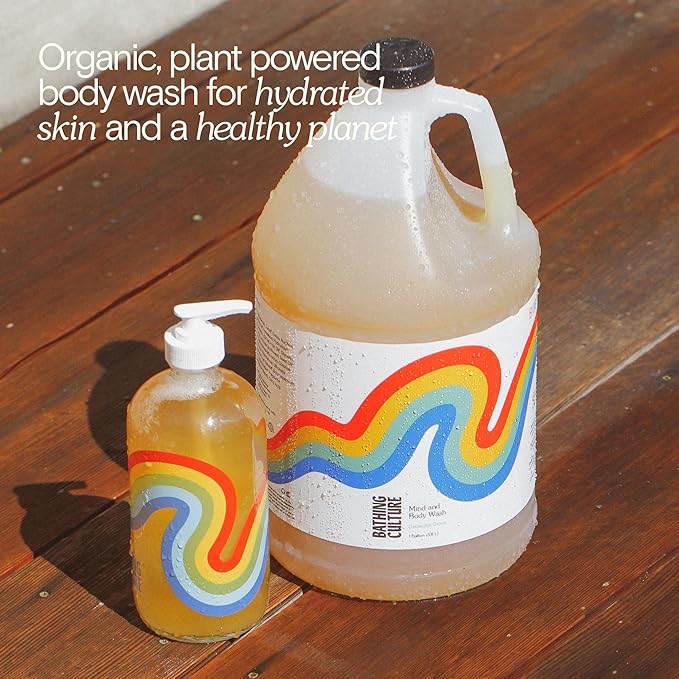 Bathing Culture, Organic Mind + Body Wash, Natural, Biodegradable, Sustainable, Vegan Personal Care, All Natural Organic Body Wash for Women and Men, 1 Gallon, Cathedral Grove Scent