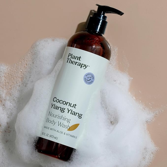 Plant Therapy Coconut Ylang Ylang Natural Body Wash 16 oz For all Skin Types, Sulfate Free Body Wash, For Men or Women, Sweet & Tropical Natural Scent, Luxurious Lather, Cleanses & Soothes Skin