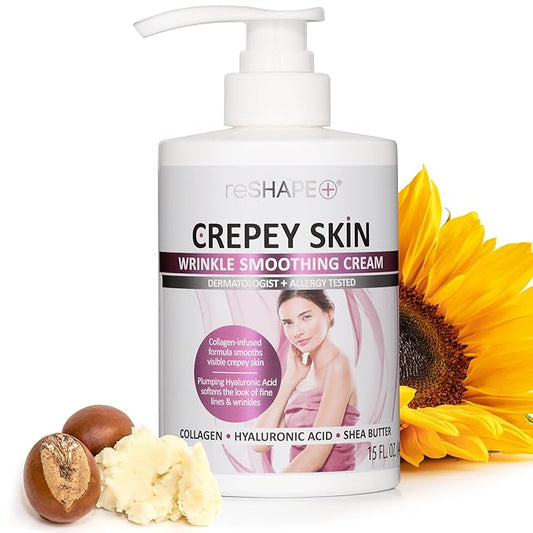 Reshape+ Rose Scented Body Cream, 15 Fl Oz - Wrinkle Treatment Moisturizer for Face, Arms, Neck, & Body with Hyaluronic Acid, Cruelty-Free
