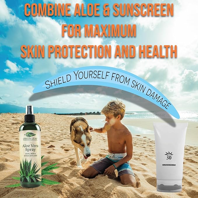 Aloe Vera Spray Bottle Travel Size | Vitamin C, E & A | Skin Care, Hair Spray, Facial Moisturizer, Hair Growth, Facial Cleanser, Sunburn Relief & After Sun Lotion 3.3oz
