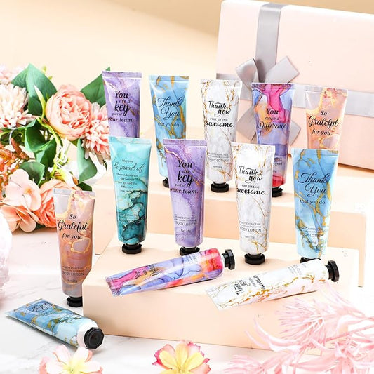 24pcs Employee Appreciation Team Gifts Bulk Travel Size Hand Cream Inspirational Thank You Gifts for Women Dry Skin Hand Lotion Bulk for Teachers Day Christmas Staff Employees Coworkers Women