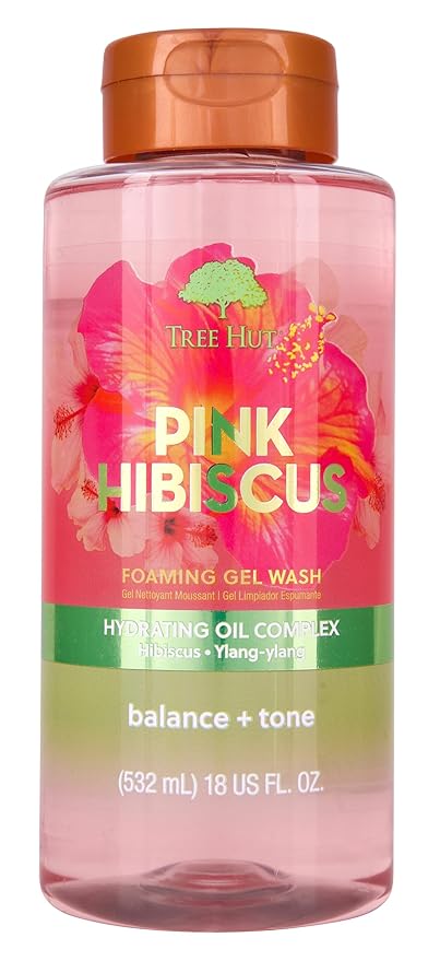 Tree Hut Pink Hibiscus Foaming Gel Wash | Cleanse & Soothe Skin Without Stripping Moisture | Made with our Hydrating Oil Complex | 18 fl oz.