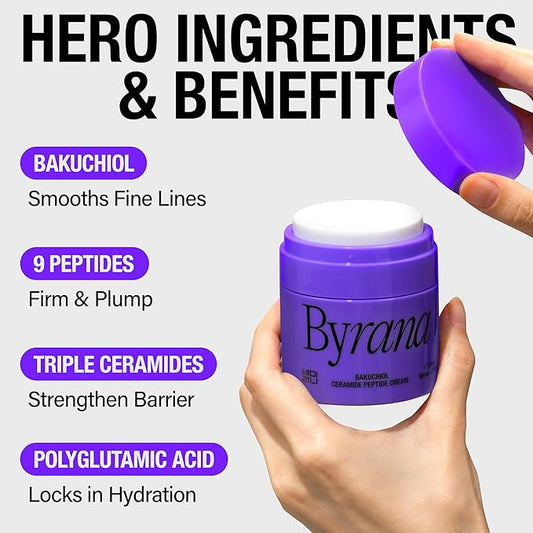 Bakuchiol Ceramide Peptide Face Moisturizer – Korean Vegan Skincare with 9 Peptides, Ceramides & Fermented Ginseng – For Fine Lines, Dry & Sensitive Skin, 1.7 oz