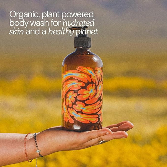 Bathing Culture, Organic Mind + Body Wash, Natural, Biodegradable, Sustainable, Vegan Personal Care, All Natural Organic Body Wash for Women and Men, Glass Bottle, 16 fl oz, Meadow Vision