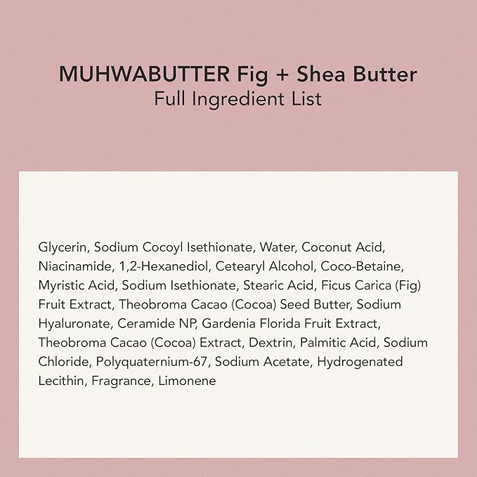 WHIPPED Cream Facial Cleanser Muhwabutter - Fig & Cacao Butter Face Wash - For Dry Sensitive Skin, Moisturizing & Skin Barrier Care, Niacinamide, Ceramides, Vegan Korean Skincare, 6.76 fl. oz