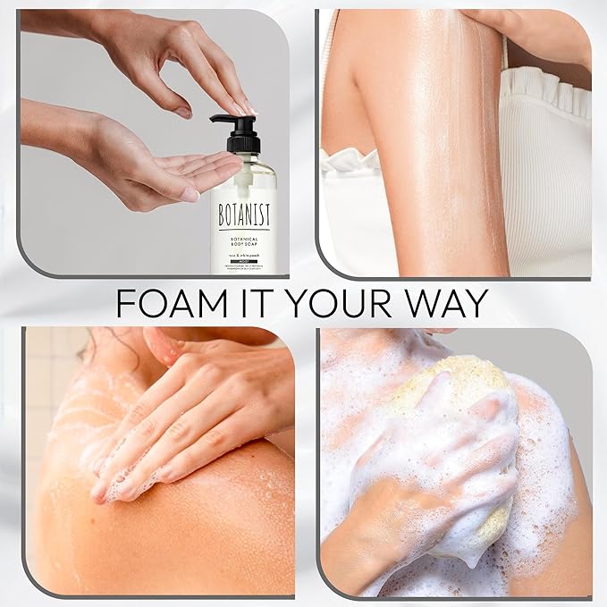 Botanist Natural Body Wash for Women, Mens Full Body Wash for Sensitive Skin by Squalane, Shea Butter& Aloe Vera, Sulfate Free Shower Gel & Bath Soap from Japan 16.5 Fl Oz 2EA Cassis & Leaf Green