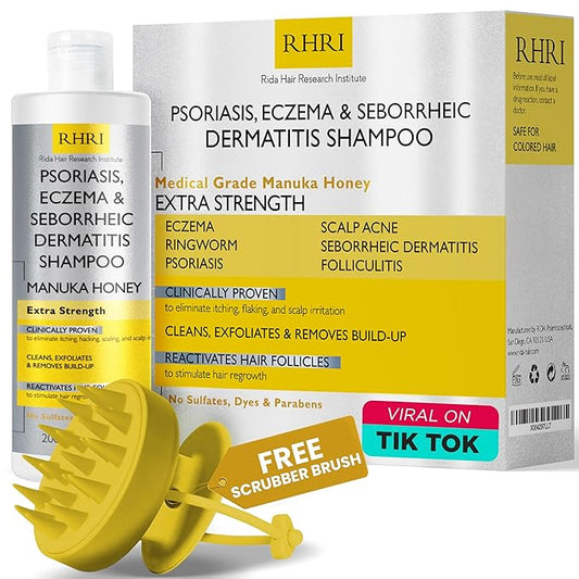 Psoriasis Shampoo for Men & Women | Itchy Scalp Treatment with Manuka Honey | Best for Eczema, Seborrheic Dermatitis, Ringworm & Folliculitis Scalp Treatment