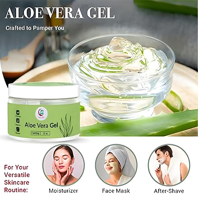12 oz Aloe Vera Gel, Pure & Natural Soothing Aloe Gel for Face, Skin, Scalp Hair & Scalp – Daily Moisturizer & Refresh Skin, By Yogi's Gift