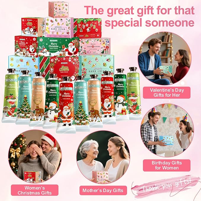 20 Pack Christmas Hand Lotion Gifts Set，Moisturizing Hand Cream for Women, Mini Travel Size Holiday Gifts, Stocking Stuffers & Bulk Gifts for Christmas Appreciation 30ml