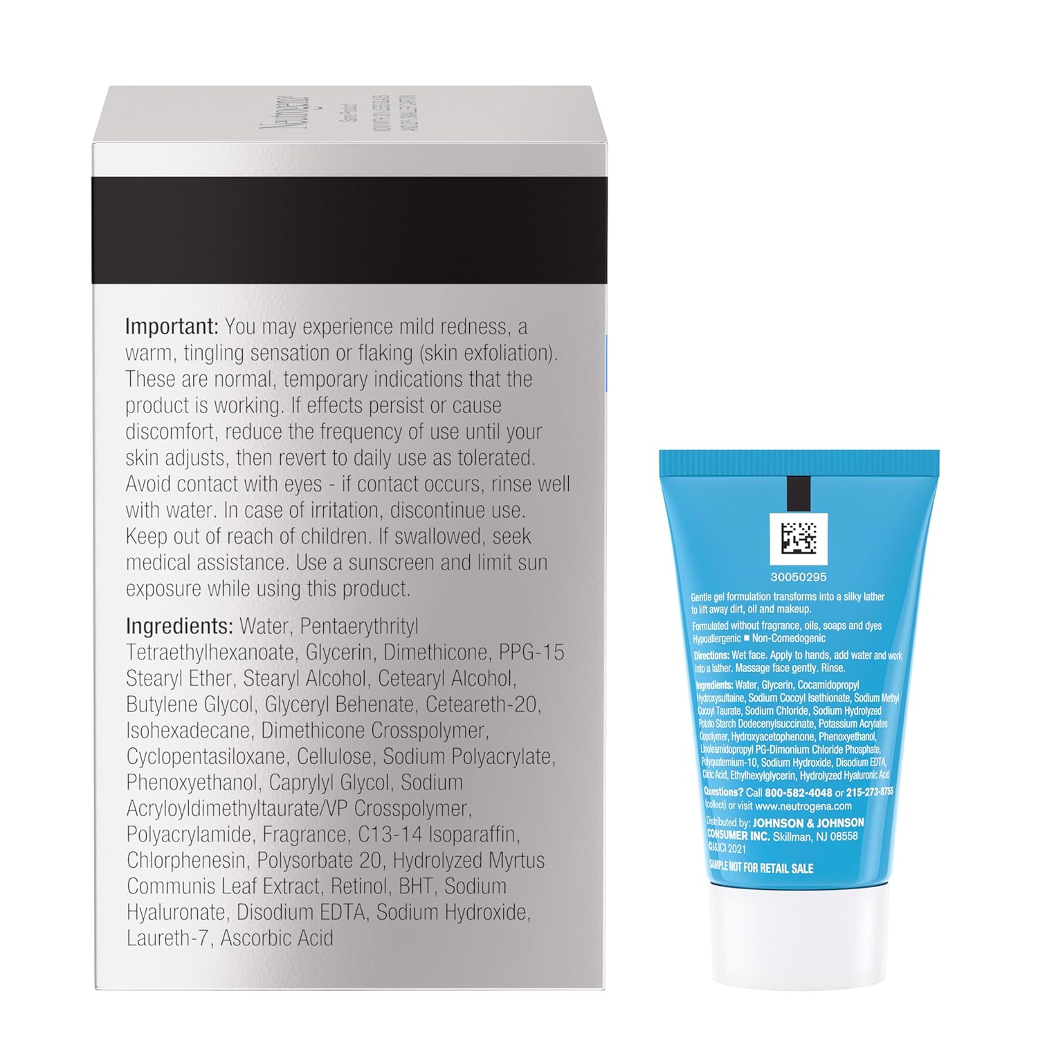 Neutrogena Rapid Wrinkle Repair Retinol Face Moisturizer with Hyaluronic Acid – Anti-Aging Face Cream + Bonus Hydro Boost Facial Cleanser, 1.7 oz + 0.5 oz Set ✨💧