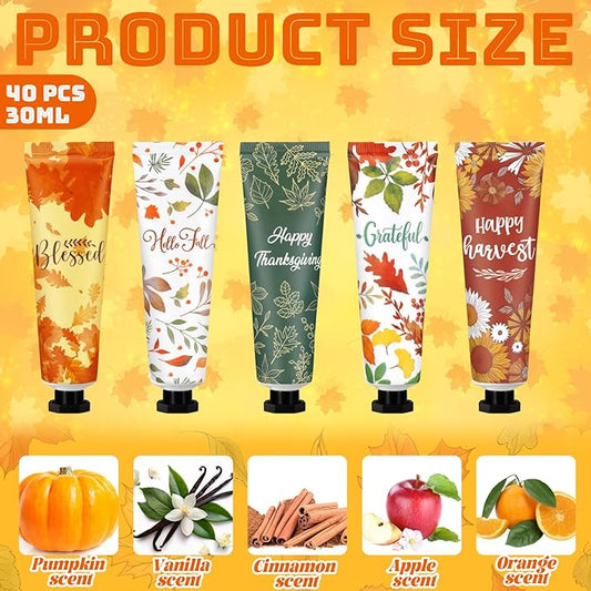 40 Pcs Fall Hand Lotion Bulk Gifts for Women Maple Leaves Hand Cream Gift Natural Botanical Fragrance Lotion for Chapped Hands 30ml Mini Travel Working Autumn Thanksgiving Party Supplies