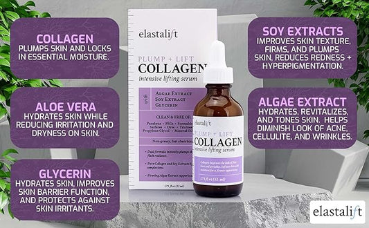 Elastalift Collagen Facial Serum Lifting, Plumping, Firming Collagen Serum For Face Improves Elasticity, Evens Skin Tone, Plumps, & Lifts Sagging Skin, Non-Greasy Wrinkle Serum, 1.75 Fl Oz, 2-Pack