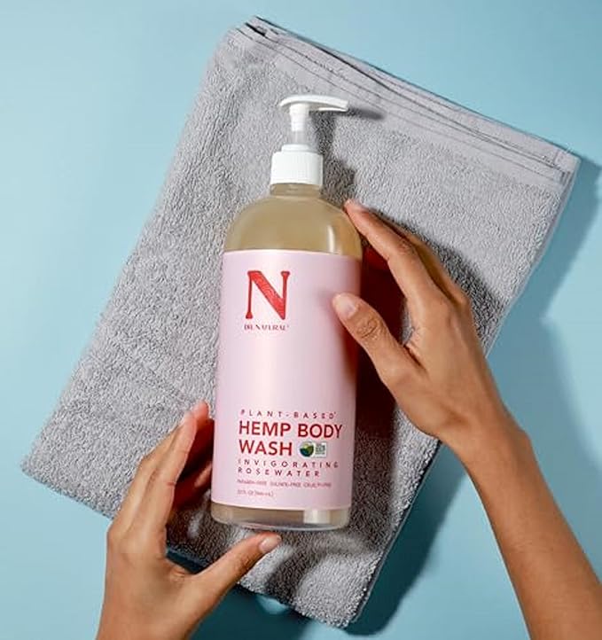 Dr. Natural Hemp Body Wash - Natural for Sensitive Skin - Moisturizing - Anti-Aging and Acne Reduction - Rose Water - 32 oz..