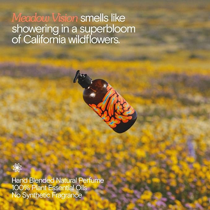 Bathing Culture, Organic Mind + Body Wash, Natural, Biodegradable, Sustainable, Vegan Personal Care, All Natural Organic Body Wash for Women and Men, Glass Bottle, 16 fl oz, Meadow Vision