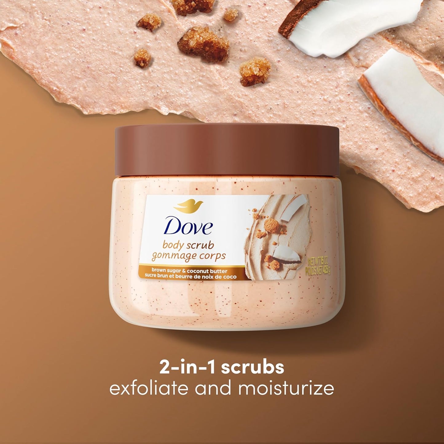 Brown Sugar Coconut Oil Body Smoothie – Natural Skin Buffing & Hydrating Treatment for Daily Glow (15 oz)