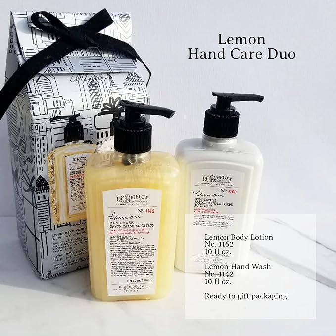 C.O. Bigelow Apothecary Duo Handcare Gift Set, Lemon Hand Soap & Body Lotion, Liquid Hand Wash & Moisturizing Body Lotion, Set of 2, 10 Fl Oz