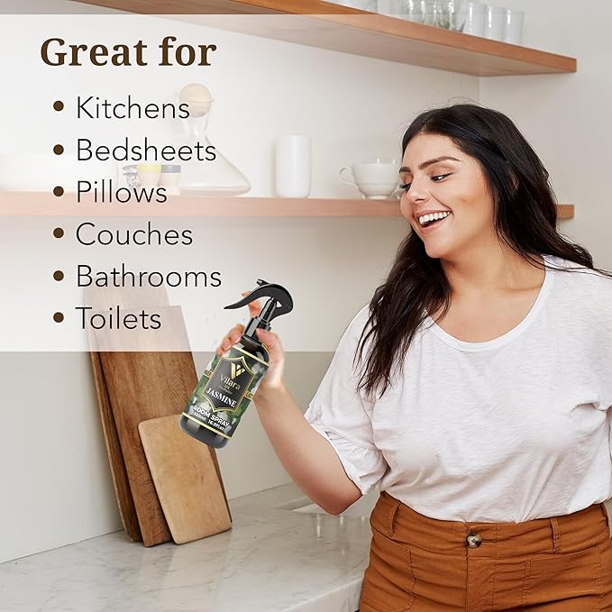 Room Spray Air Freshener Odor Eliminator Spray for Home, Bathroom & Office Long Lasting Floral Mist Deodorizer, Non Toxic Natural Air Spray for Bedding, Fabric & Furniture, 500 ml,16.9 fl oz (Jasmine)