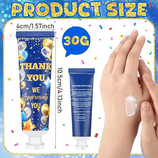 Leelosp 50 Pack We Appreciate You Gifts Bulk 2025 Thank You Hand Cream Gift Set, Travel Size Mini Hand Lotion for Staff Team Employee Appreciation Party Supplies