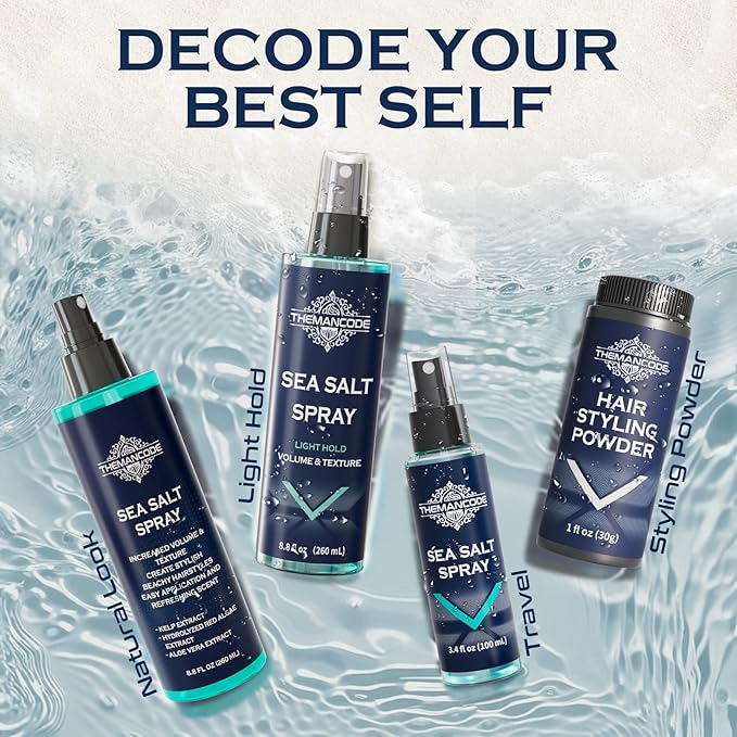 Sea Salt Spray for Men, Light Hold Thickness, Texturizing Hairspray, Stocking Stuffers for Man, Surf Spray Adds Instant Volume, Travel Essentials, Christmas Gift for Men, 8.8 Oz