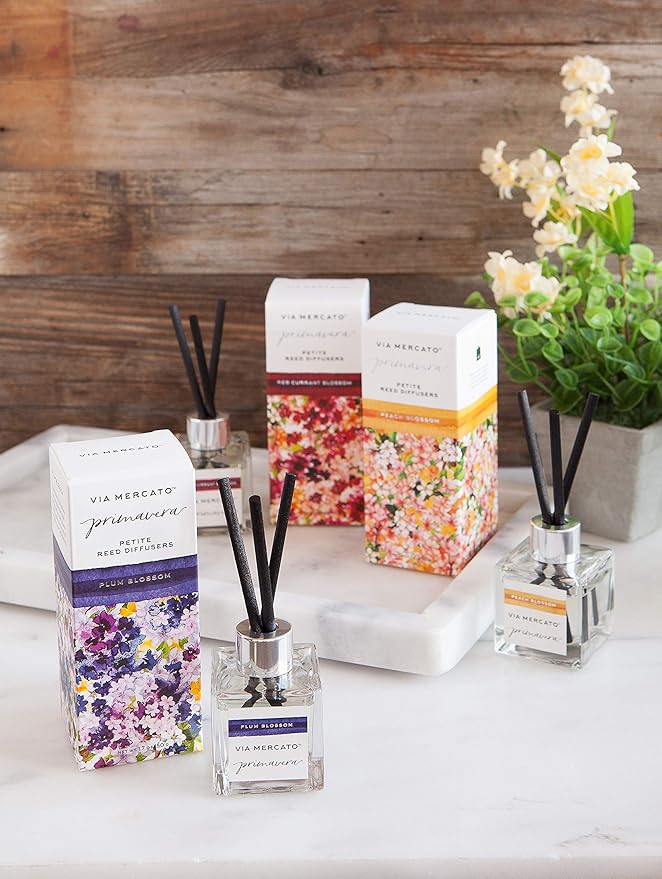 Via Mercato Soaps 25114PE Peach Blossom 50 Grams Petite Reed Diffuser