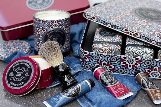 La Chatelaine Luxury Bar Soap Trio Gift Set Tin | Made in France | Natural and Organic | Shea Butter Formula | 3 x 8.8 oz / 250g - Gray Mosaic Soap Trio (Moroccan Mint, Vetiver Cedar, Bourbon Vanilla)