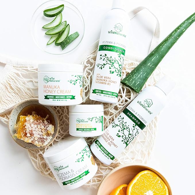 Wild Naturals Gentle Manuka Honey Face Wash - Eczema Facial Cleanser with Aloe Vera Extract, Hydrating & Soothing for Dry, Sensitive Skin - Repairs & Nourishes Irritated & Damaged Skin