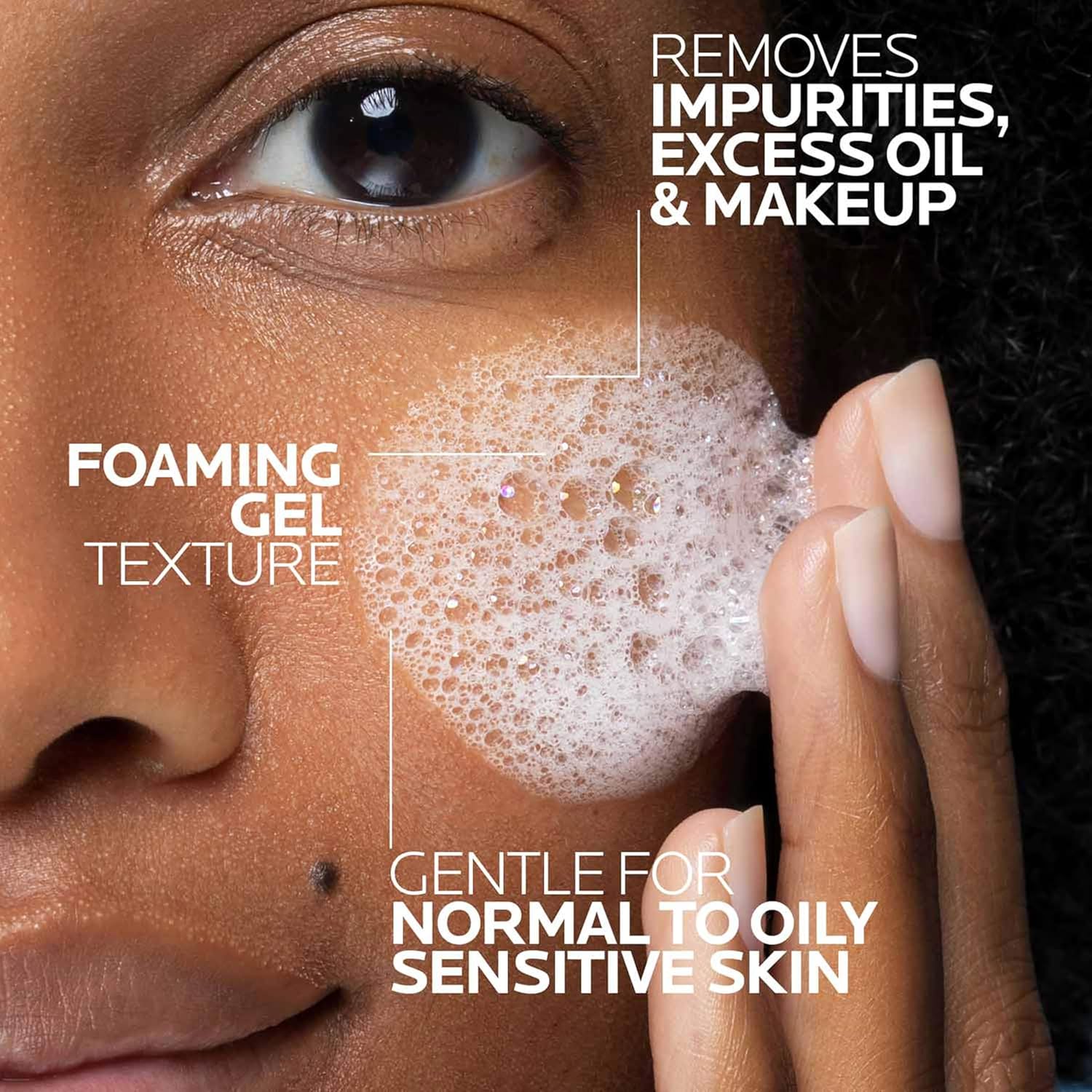 Toleriane Purifying Foaming Facial Cleanser – Oil-Free Face Wash with Niacinamide & Ceramides – Gentle Pore Cleanser for Sensitive Skin – Soap-Free, Non-Drying Formula for Women & Men