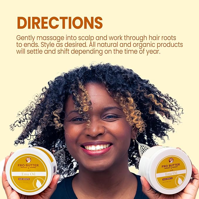 Emu Oil for Hair Growth | For Black Women | Natural Hair Butter | Deep Moisturizer for Dry, Brittle Hair | 8 oz