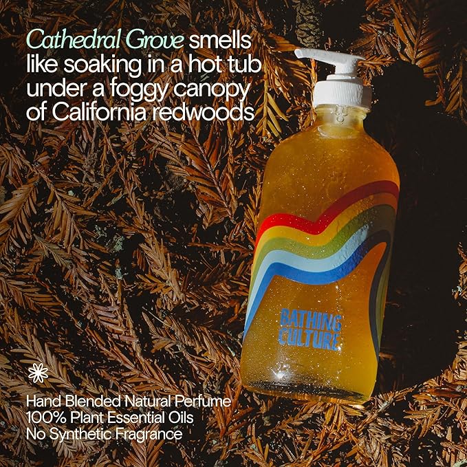 Bathing Culture, Organic Mind + Body Wash, Natural, Biodegradable, Sustainable, Vegan Personal Care, All Natural Organic Body Wash for Women and Men, 1 Gallon, Cathedral Grove Scent