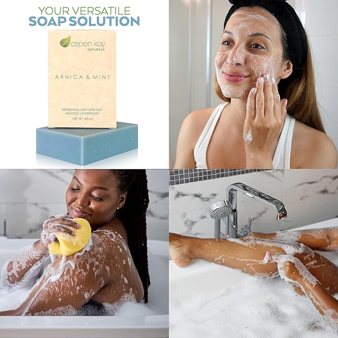 Aspen Kay Naturals Arnica Soap. With Organic Shea Butter, Arnica Oil & Pure Essential Oils. All Skin Types. Made in the USA. 4.5 oz Bar