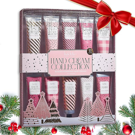 Nicole Miller New York 10-Piece Festive Fragrance Hand Cream Collection - 30ml Each Bottle, Ultra Hydrating Luxury for Your Hands, Pink Gold