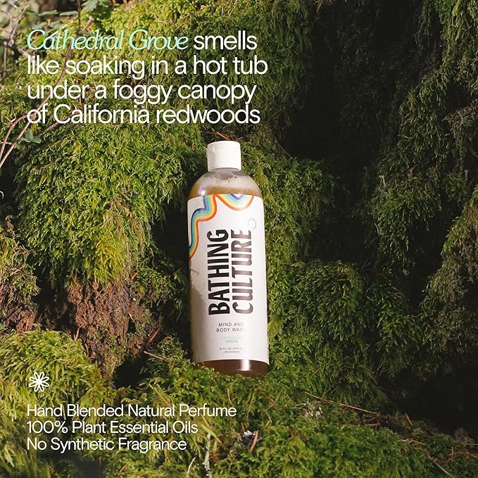Bathing Culture, Organic Mind + Body Wash, Natural, Biodegradable, Sustainable, Vegan Personal Care, All Natural Organic Body Wash for Women and Men, PCR Plastic Bottle, 16 fl oz, Cathedral Grove