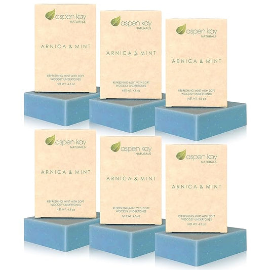 Aspen Kay Naturals Arnica Soap. With Organic Shea Butter, Arnica Oil & Pure Essential Oils. All Skin Types. Made in the USA. (6 pack)