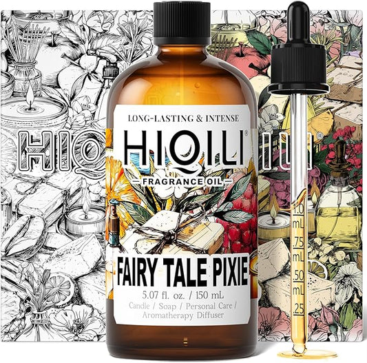 HIQILI Fairy Tale Pixie Fragrance Oil, Peach & Lemon Scents, for Making Soap, Room Spray, Body Scrub, Hotel Luxury, Home Diffuser, Secret Wish - 5.07 Fl Oz